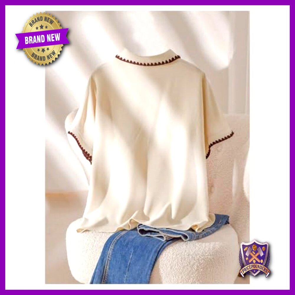 Plus Size Button Down Blouse With Pocket, Lightwe… - image 2